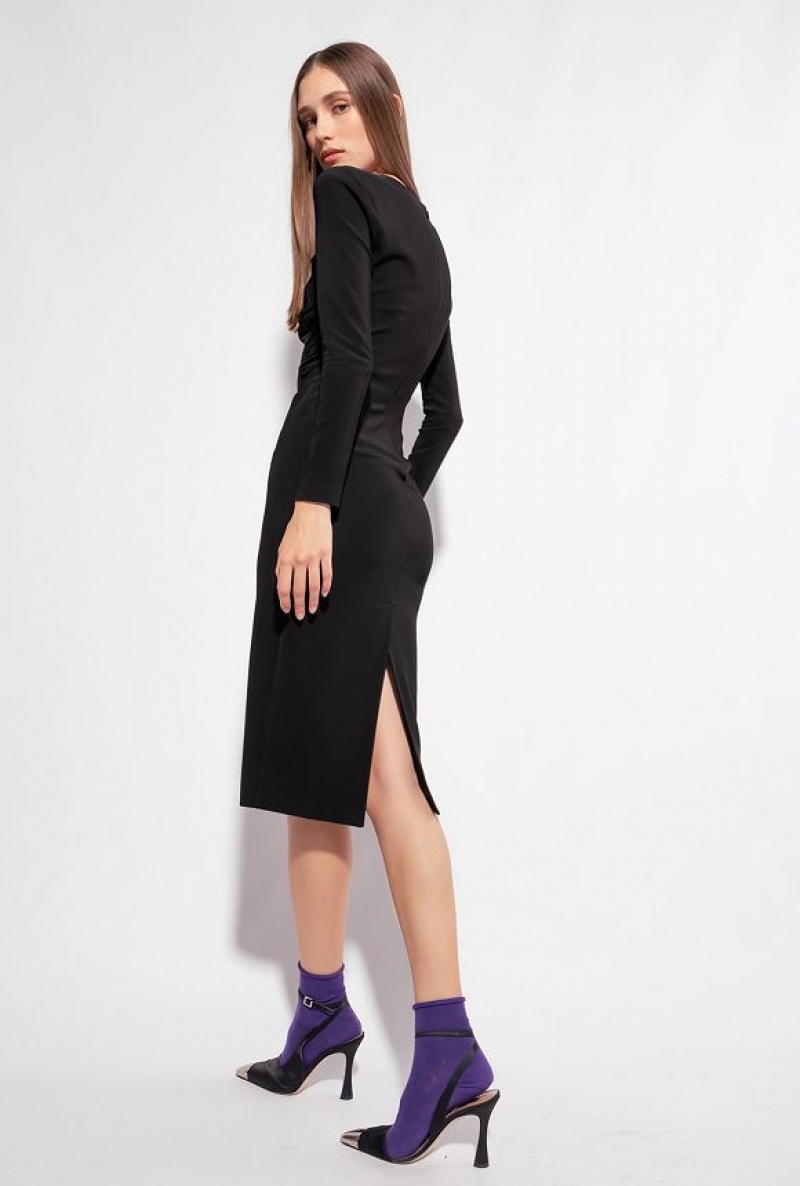 Pinko Fluid Neoprene Calf-length Šaty Černé | SN-PKO32997