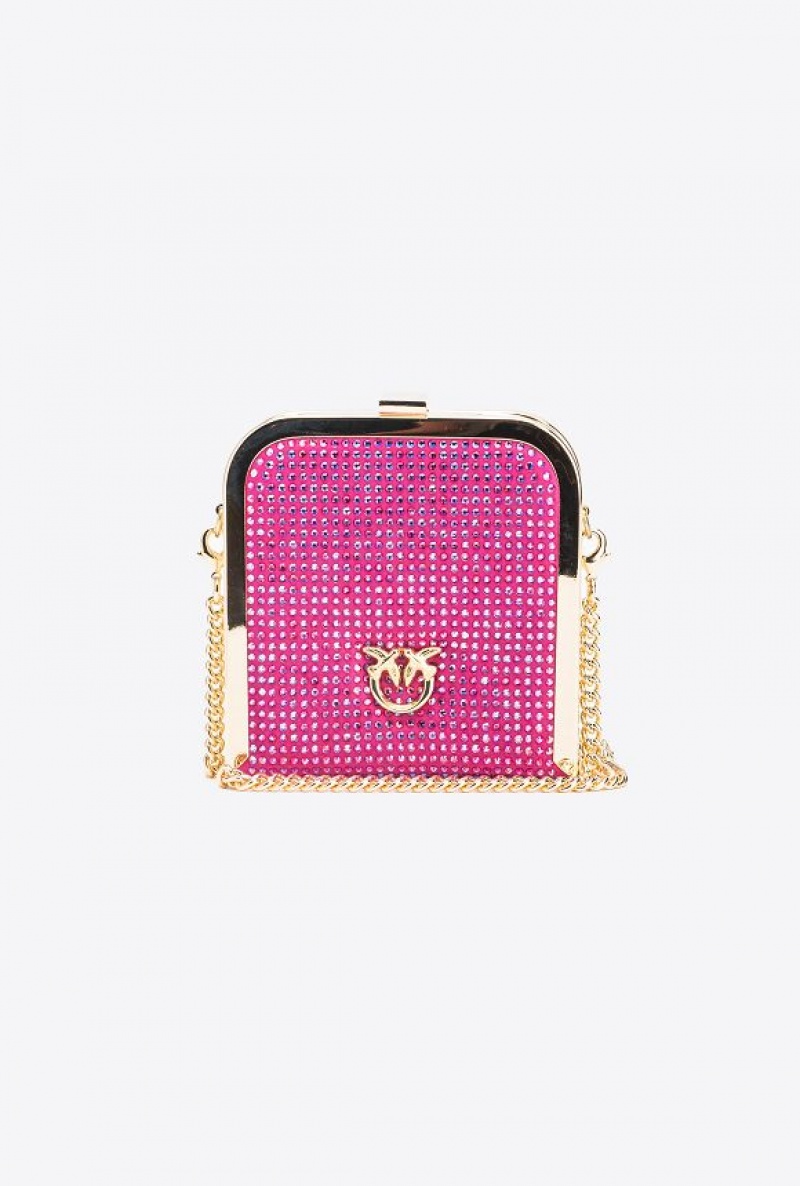 Pinko Fully Rhinestoned Box Clutch Fialové Zlaté | SN-PKO32428