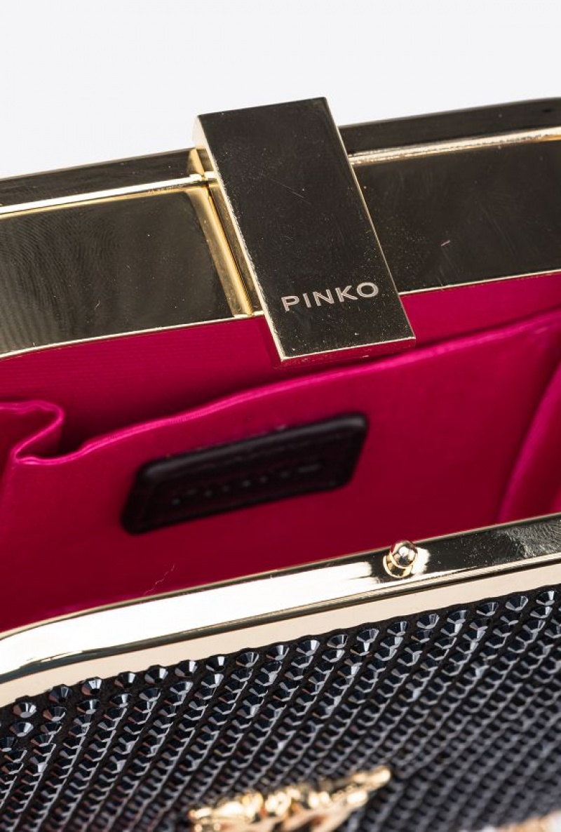 Pinko Fully Rhinestoned Box Clutch Černé Zlaté | SN-PKO32843