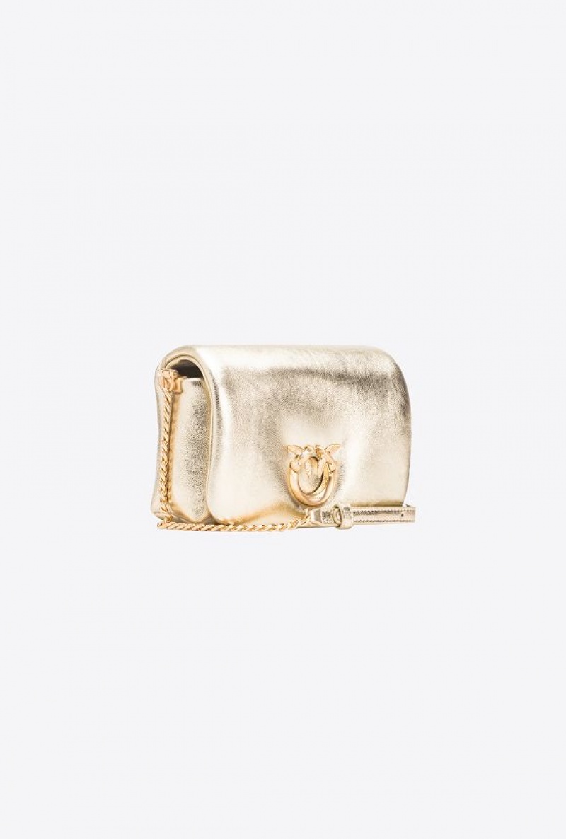 Pinko Galleria Baby Love Bag Click Puff In Laminated Nappa Læder Zlaté | SN-PKO32378