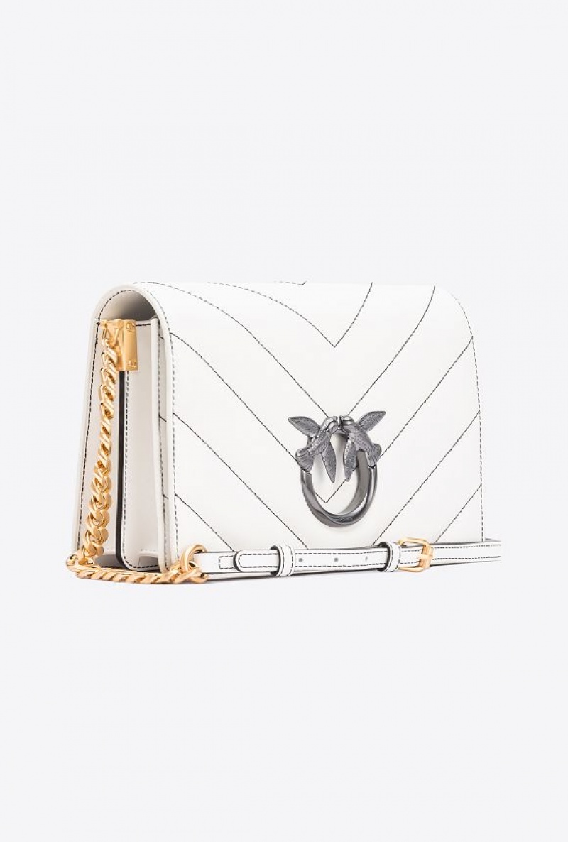 Pinko Galleria Classic Love Bag Click Big Chevron Opposite Bílé | SN-PKO32418