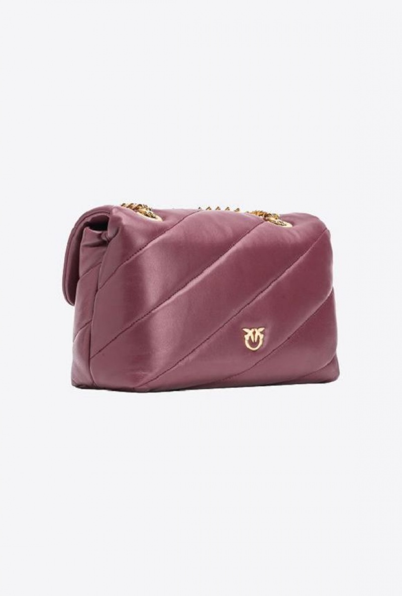 Pinko Galleria Classic Love Bag Puff Vínové Vínové Zlaté | SN-PKO32336