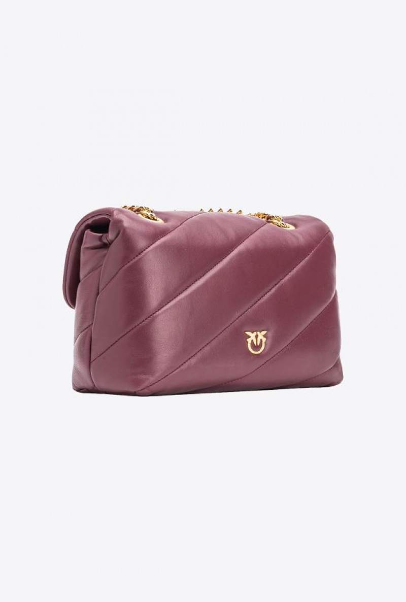 Pinko Galleria Classic Love Bag Puff Vínové Vínové Zlaté | SN-PKO32576