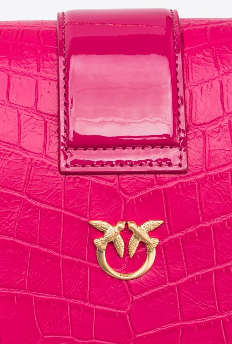 Pinko Galleria Crocodile Lakovaná Læder Mini Love Bag One Růžové Zlaté | SN-PKO32644