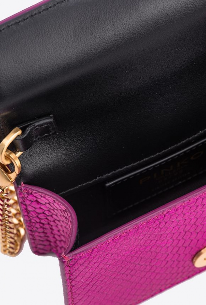 Pinko Galleria Laminated Reptile Micro Love Bag One Růžové Zlaté | SN-PKO32315