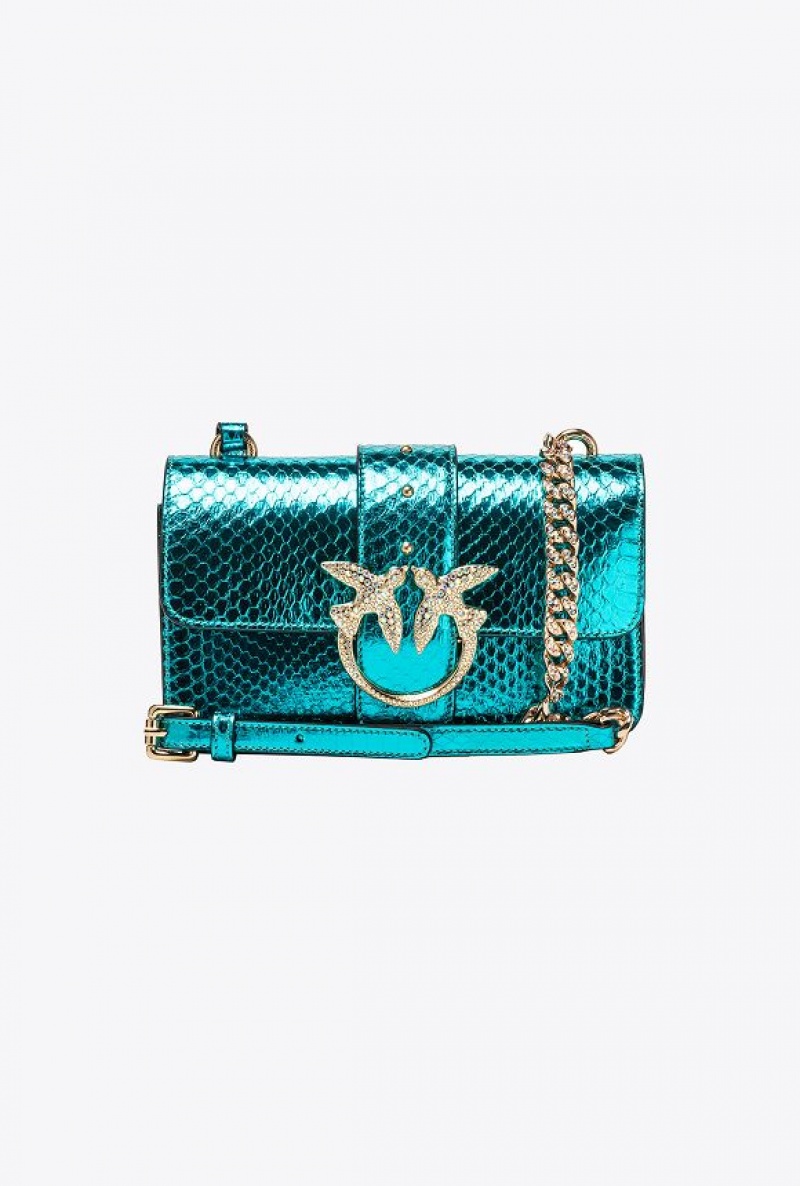 Pinko Galleria Laminated Reptile Mini Love Bag One Zlaté | SN-PKO32419