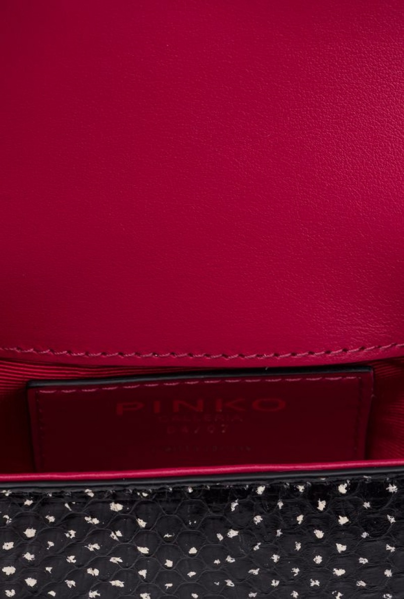 Pinko Galleria Micro Love Bag Click In Polka-dot Printed Reptile Skin Bílé Černé Zlaté | SN-PKO32836