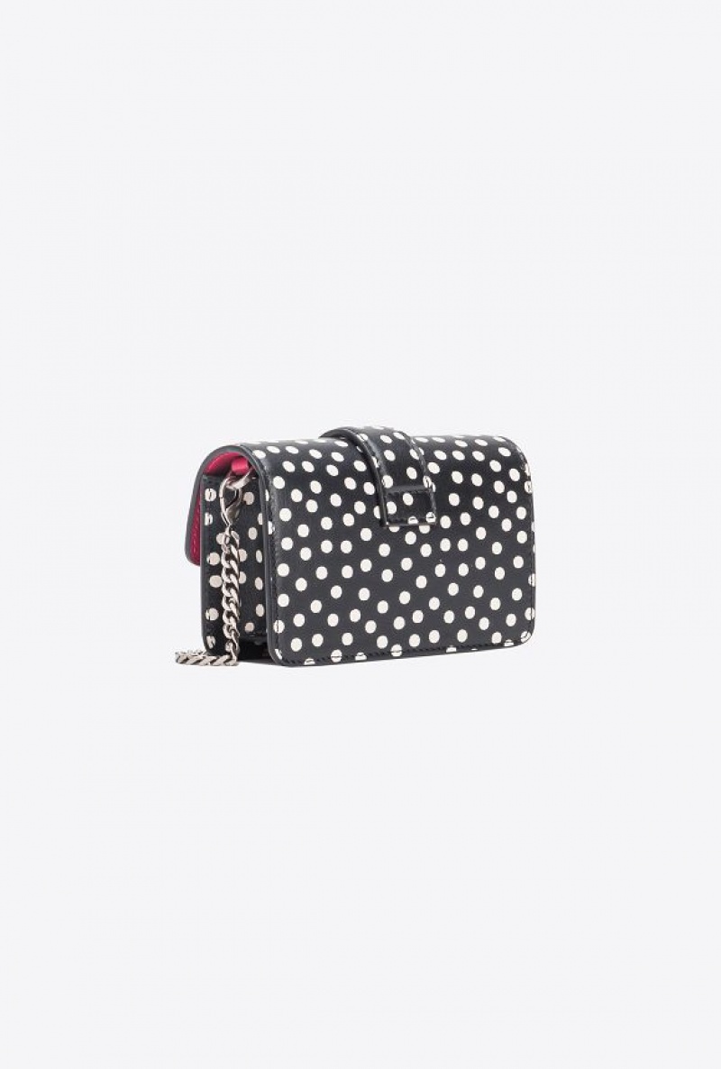 Pinko Galleria Micro Love Bag One In Polka Dot Print Černé Bílé Stříbrné | SN-PKO32421