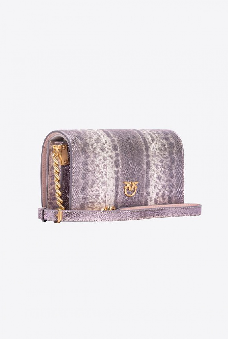 Pinko Galleria Mini Love Bag Click In Microdot Laminated Reptile Skin Fialové Hnědé Zlaté | SN-PKO32656