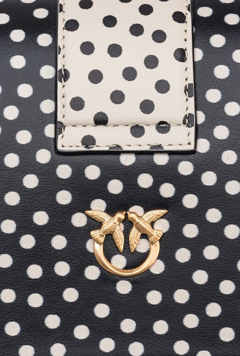 Pinko Galleria Mini Love Bag One In Polka Dot Print Černé Bílé Stříbrné | SN-PKO32665