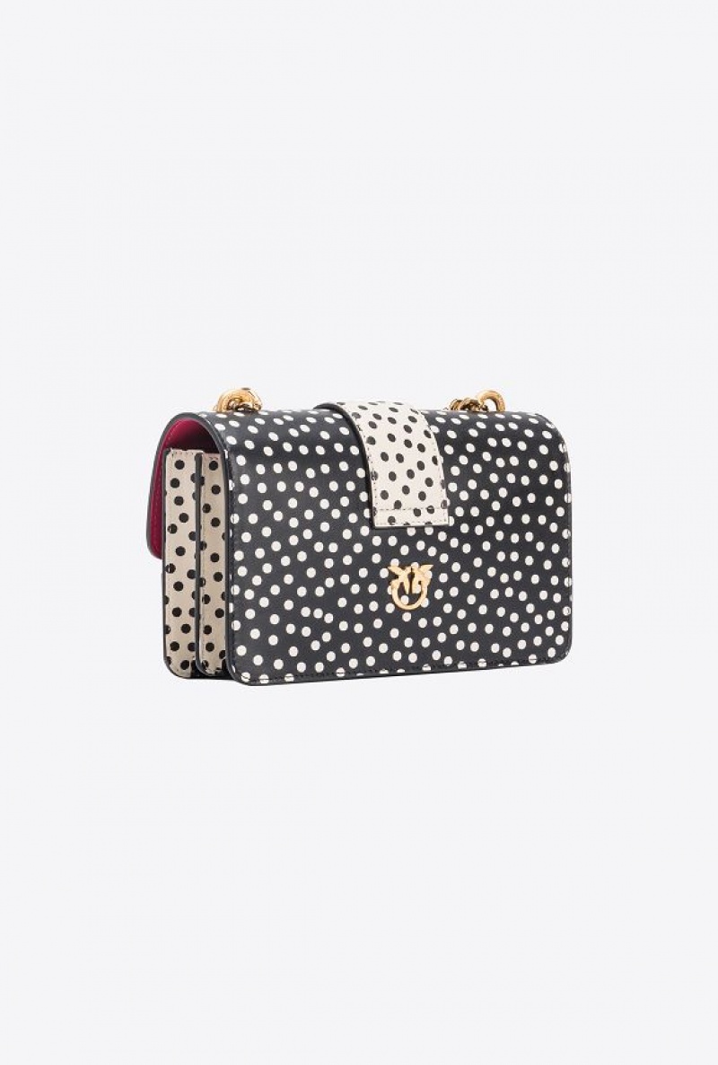 Pinko Galleria Mini Love Bag One In Polka Dot Print Černé Bílé Stříbrné | SN-PKO32801