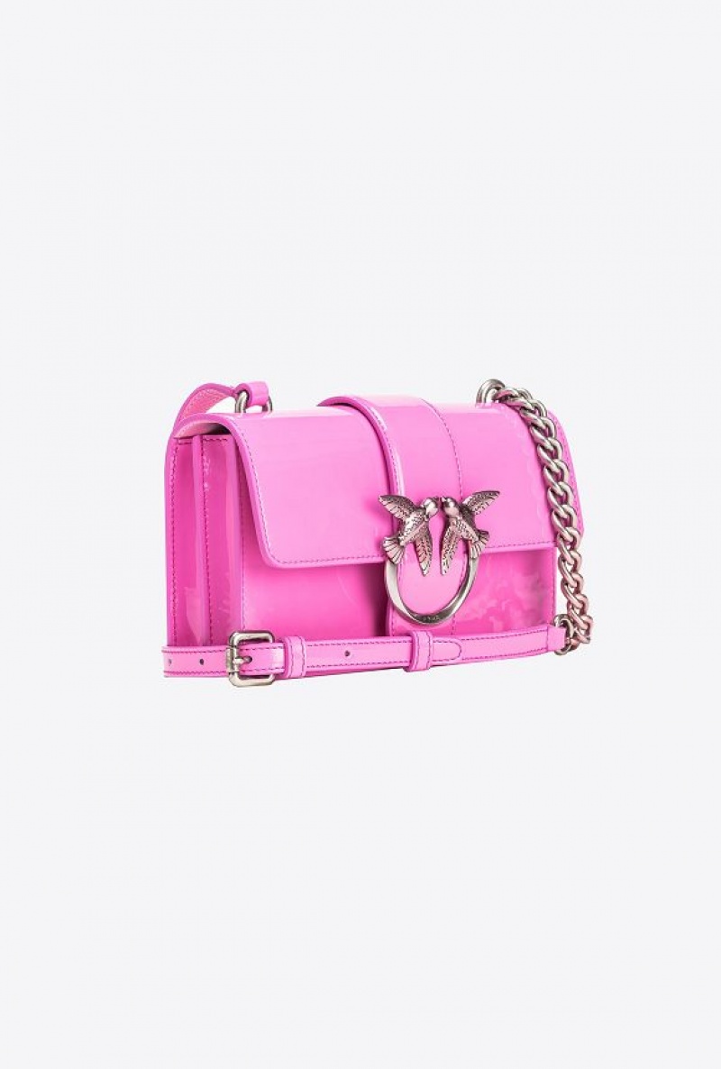 Pinko Galleria Shiny Shaded Læder Mini Love Bag One Růžové Stříbrné | SN-PKO32420