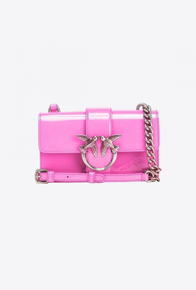 Pinko Galleria Shiny Shaded Læder Mini Love Bag One Růžové Stříbrné | SN-PKO32420