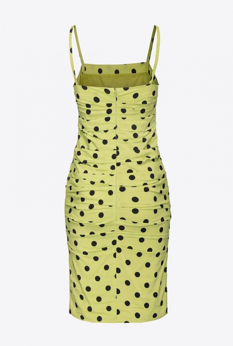 Pinko Gathered Polka Dot Mini Šaty Zelene Černé | SN-PKO32991