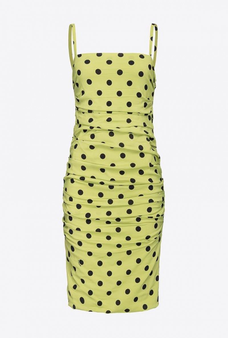 Pinko Gathered Polka Dot Mini Šaty Zelene Černé | SN-PKO32991