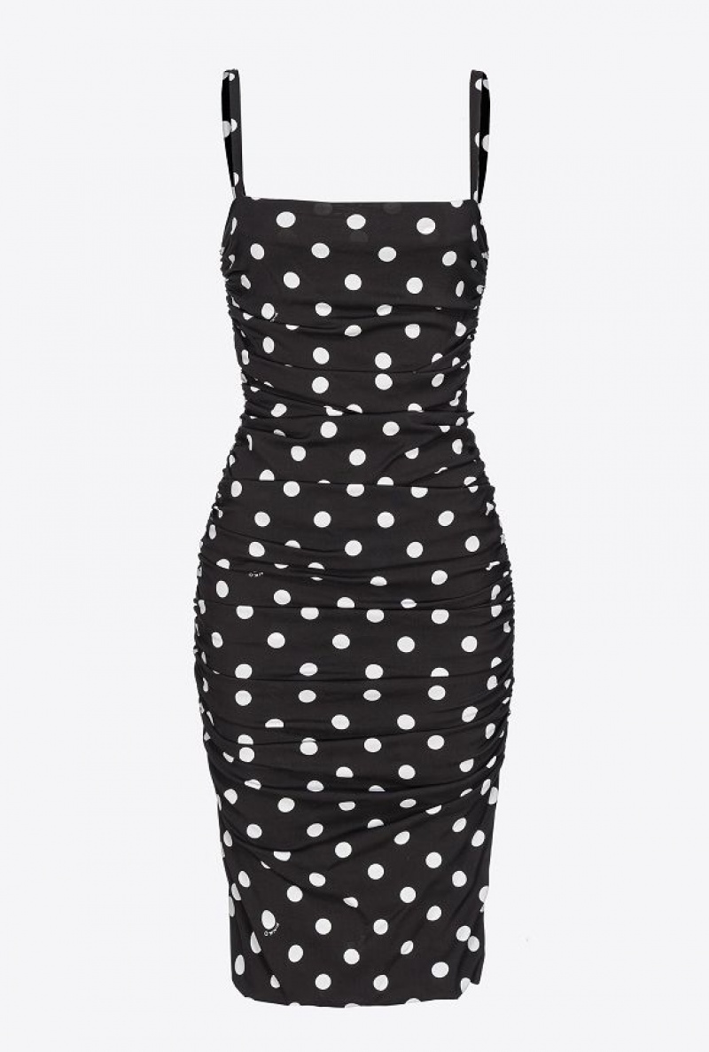 Pinko Gathered Polka Dot Mini Šaty Černé Bílé | SN-PKO33968