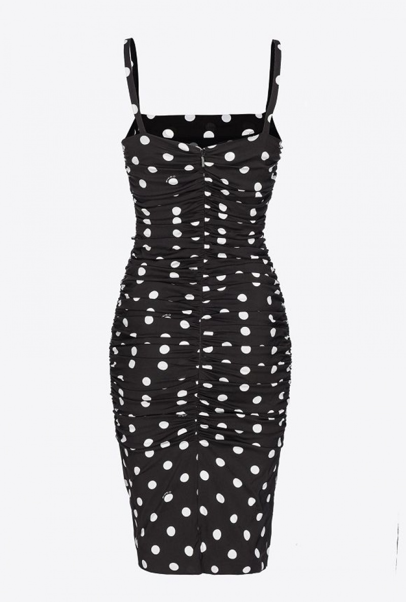 Pinko Gathered Polka Dot Mini Šaty Černé Bílé | SN-PKO33968