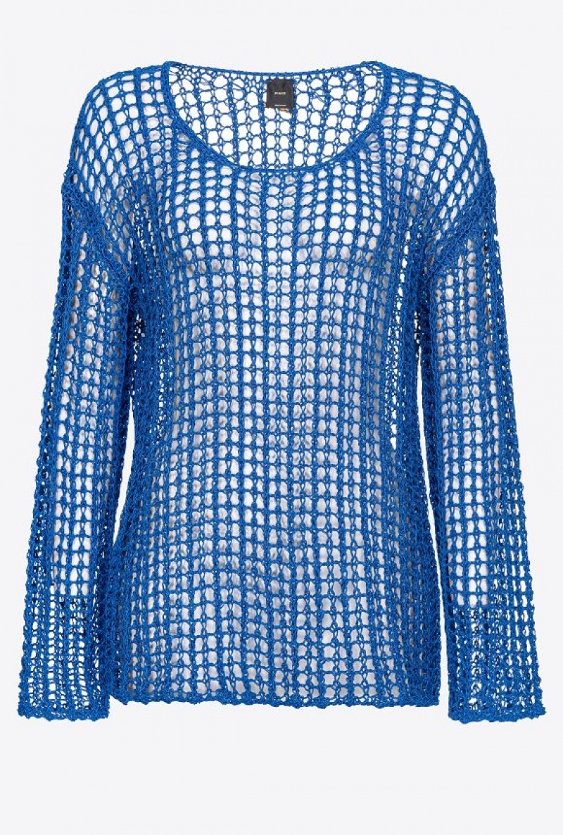 Pinko Glossy-thread Mesh Svetrové Blankyt | SN-PKO33400