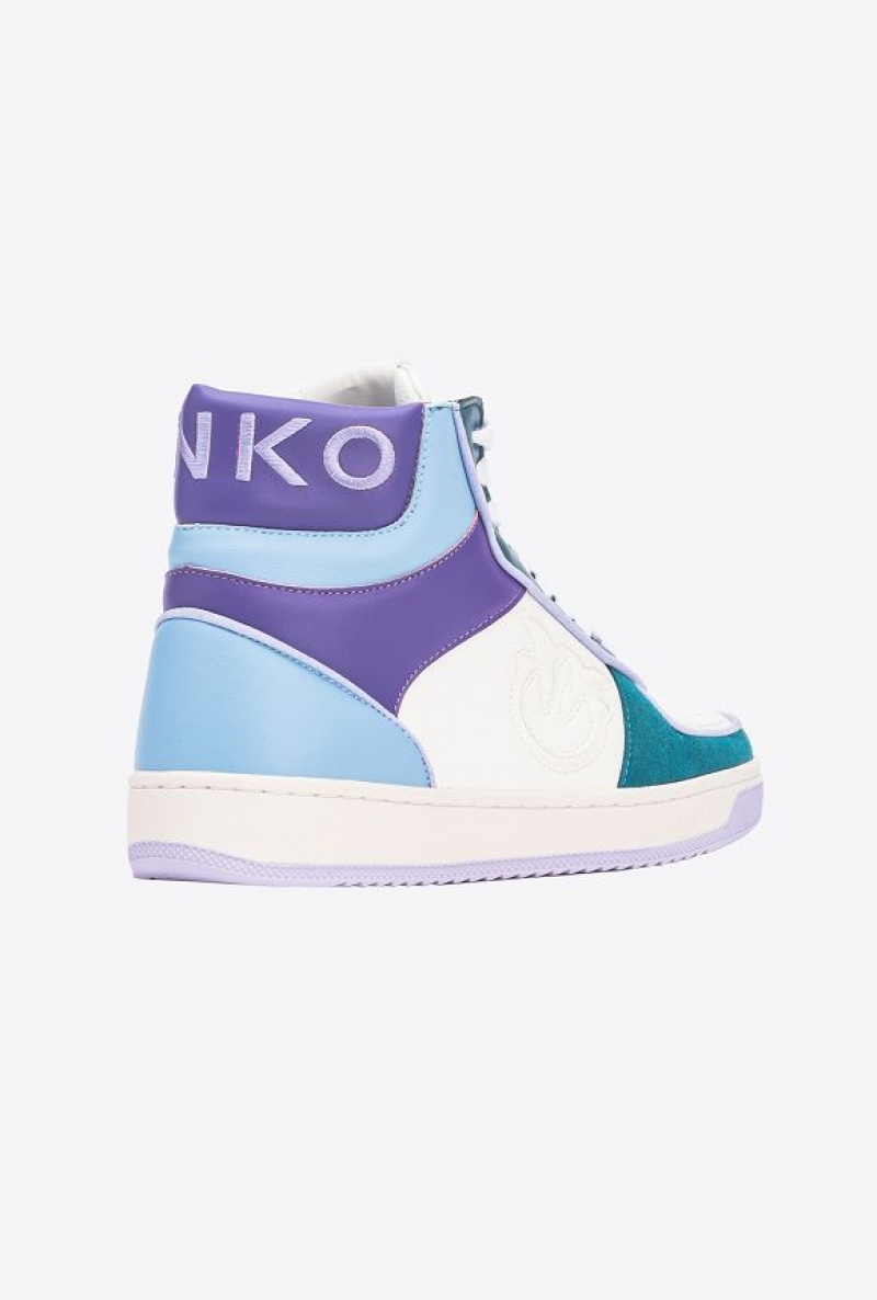 Pinko High-top Basketball Sneakers | Acbc Viacfarebný Bílé Zelene Fialové | SN-PKO34127