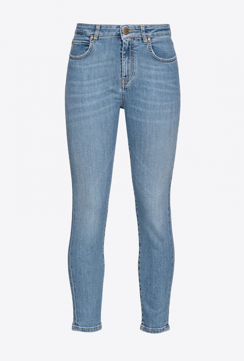 Pinko Hubená Stretch Denim Jeans Blankyt Světle Modré | SN-PKO34010