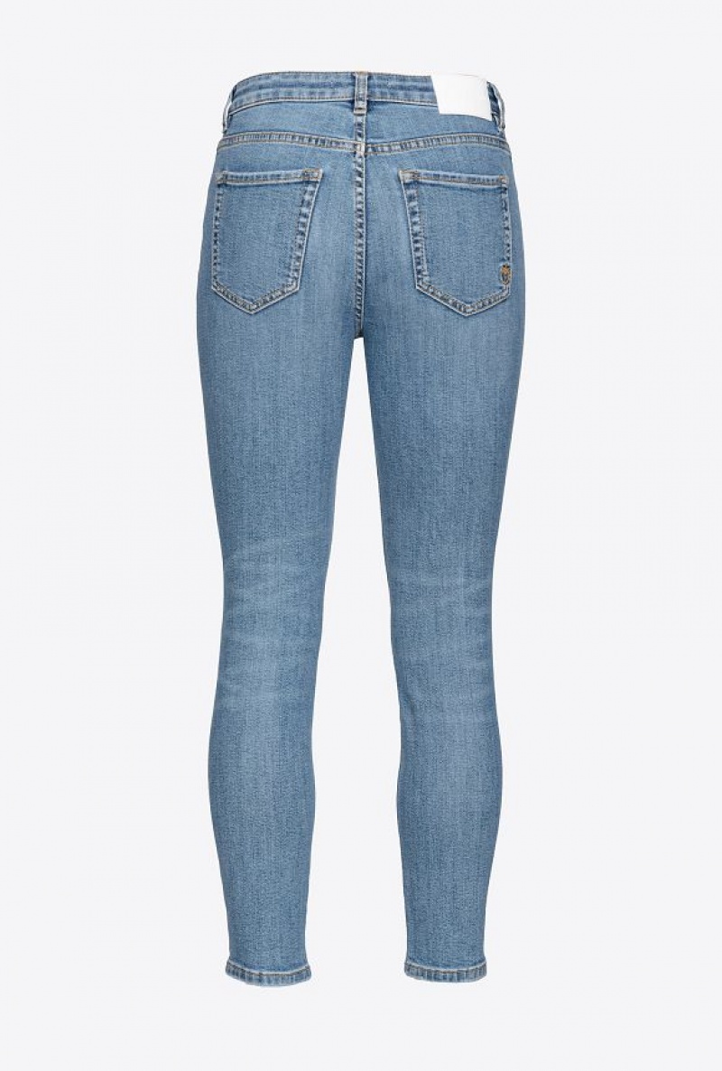 Pinko Hubená Stretch Denim Jeans Blankyt Světle Modré | SN-PKO34010