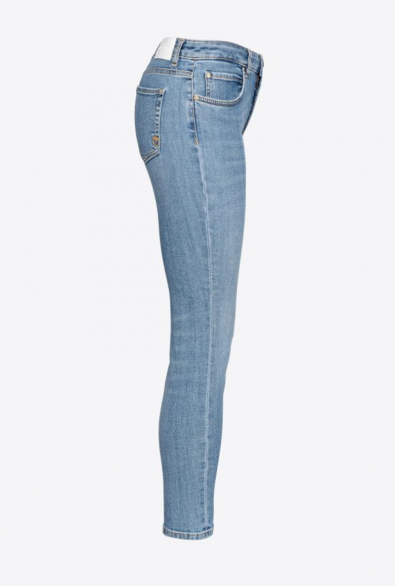 Pinko Hubená Stretch Denim Jeans Blankyt Světle Modré | SN-PKO34010