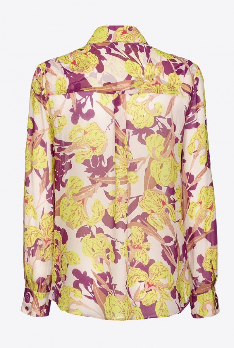 Pinko Iris-print Shirt Béžový Zelene | SN-PKO33147