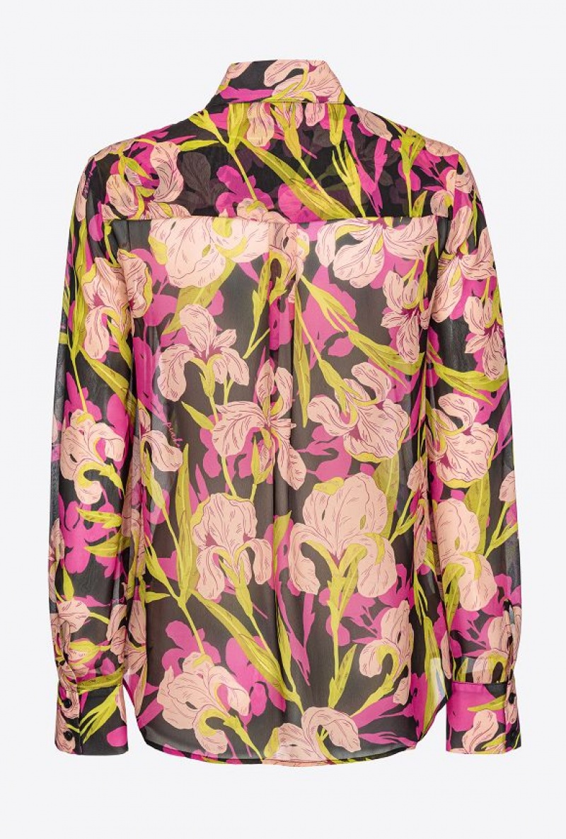 Pinko Iris-print Shirt Černé Fuchsie | SN-PKO33176