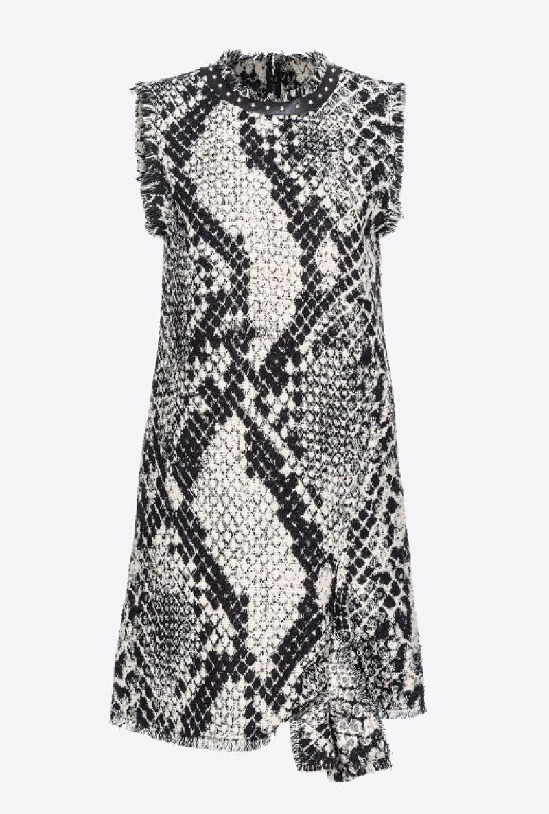 Pinko Jacquard Snake Mini Šaty Bílé Černé | SN-PKO33103