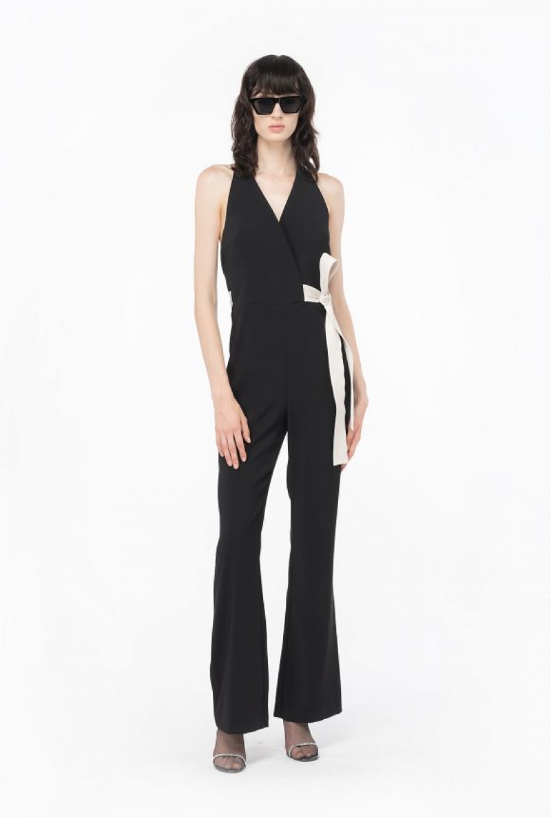 Pinko Jumpsuit With Contrasting Bow Černé | SN-PKO33967