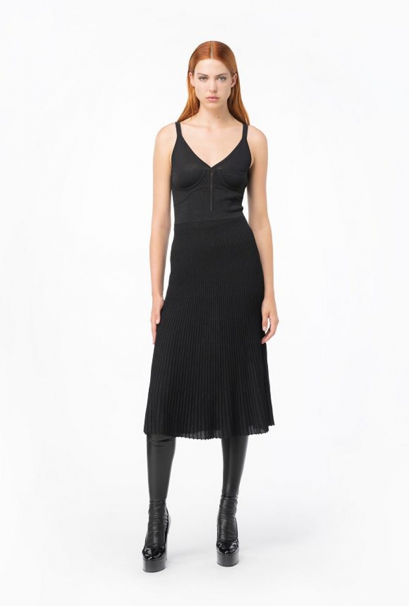 Pinko Knit Lurex Midi Šaty Černé | SN-PKO33039