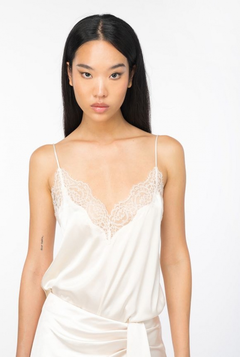 Pinko Krajkové Lingerie Top Bílé | SN-PKO33278