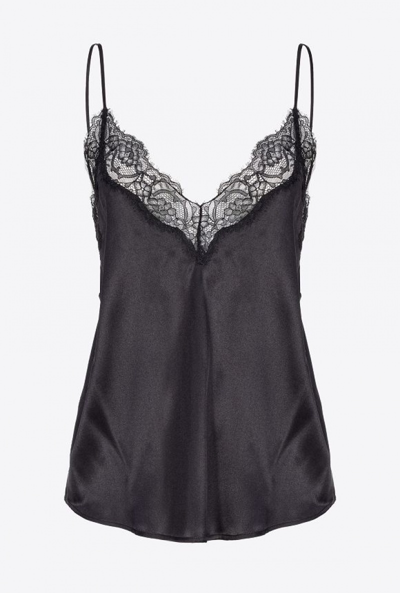 Pinko Krajkové Lingerie Top Černé | SN-PKO33375