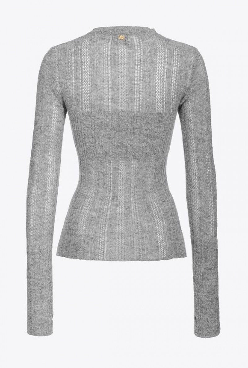 Pinko Krajkové-stitched Alpaca-blend Svetrové Šedé Šedé | SN-PKO33501