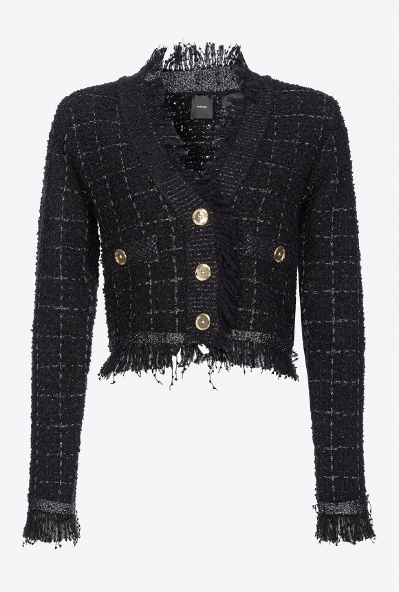 Pinko Krátké Basketweave Jacket Černé Šedé | SN-PKO33871