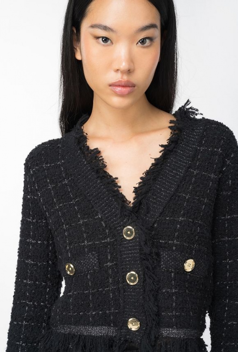 Pinko Krátké Basketweave Jacket Černé Šedé | SN-PKO33871