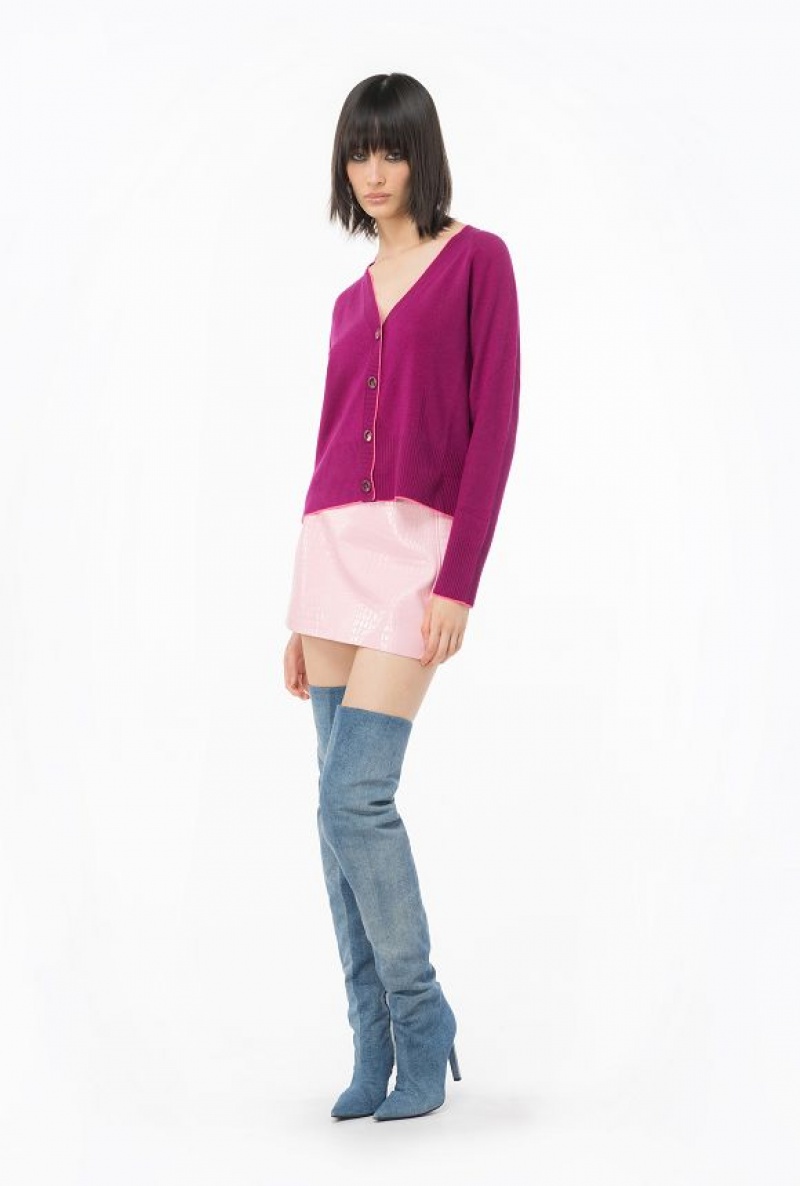 Pinko Krátké Cashmere Cardigan Fialové | SN-PKO33525