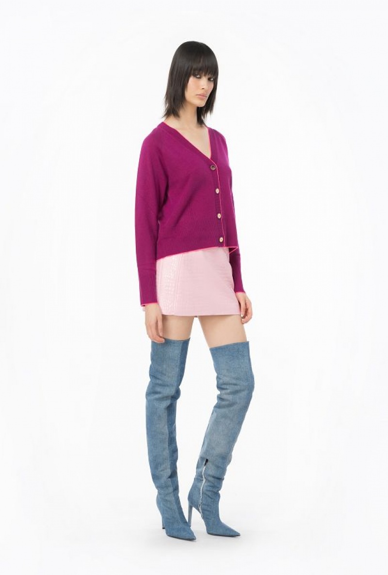 Pinko Krátké Cashmere Cardigan Fialové | SN-PKO33525