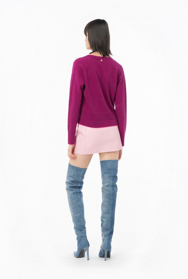 Pinko Krátké Cashmere Cardigan Fialové | SN-PKO33525