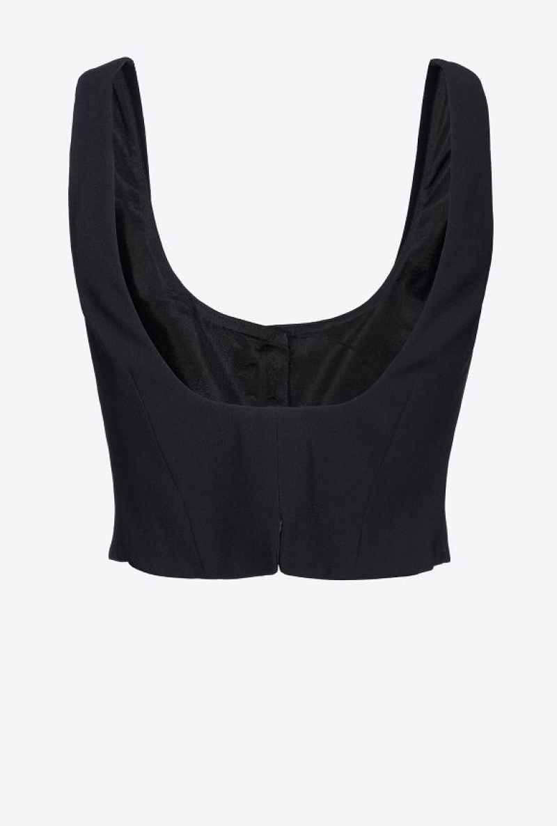 Pinko Krátké Crepe Vest Černé | SN-PKO33942