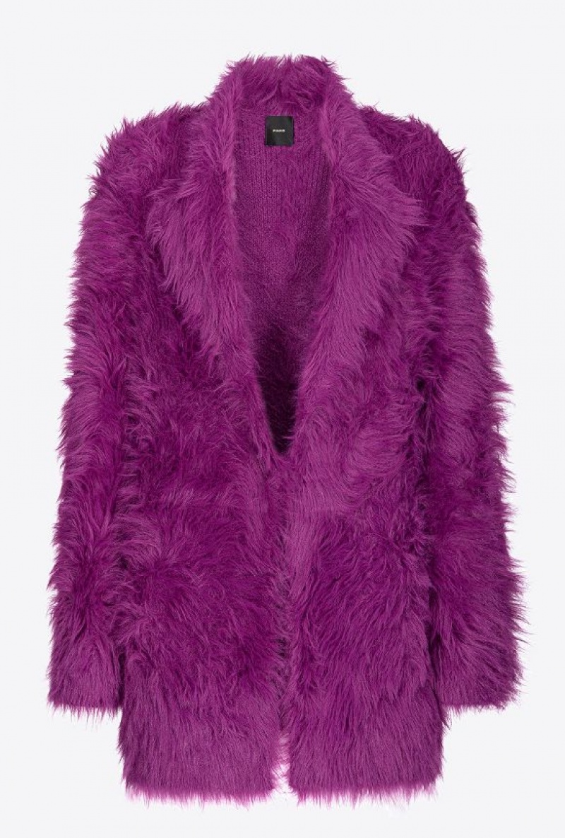 Pinko Krátké Faux Fur Coat Fialové | SN-PKO33673