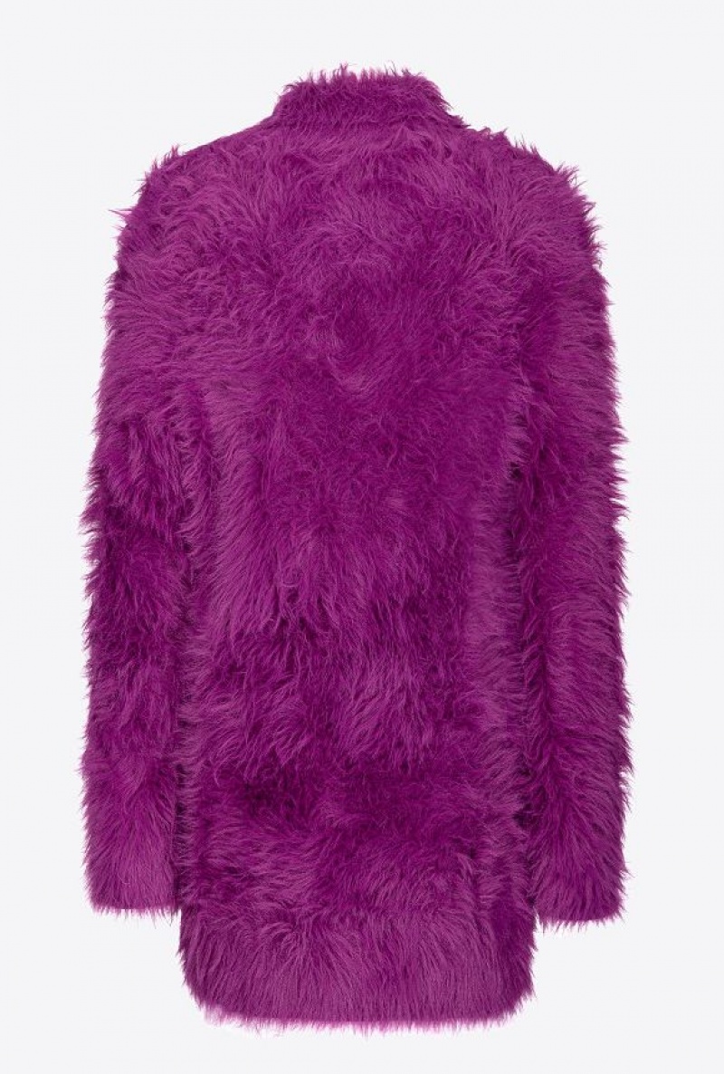 Pinko Krátké Faux Fur Coat Fialové | SN-PKO33673