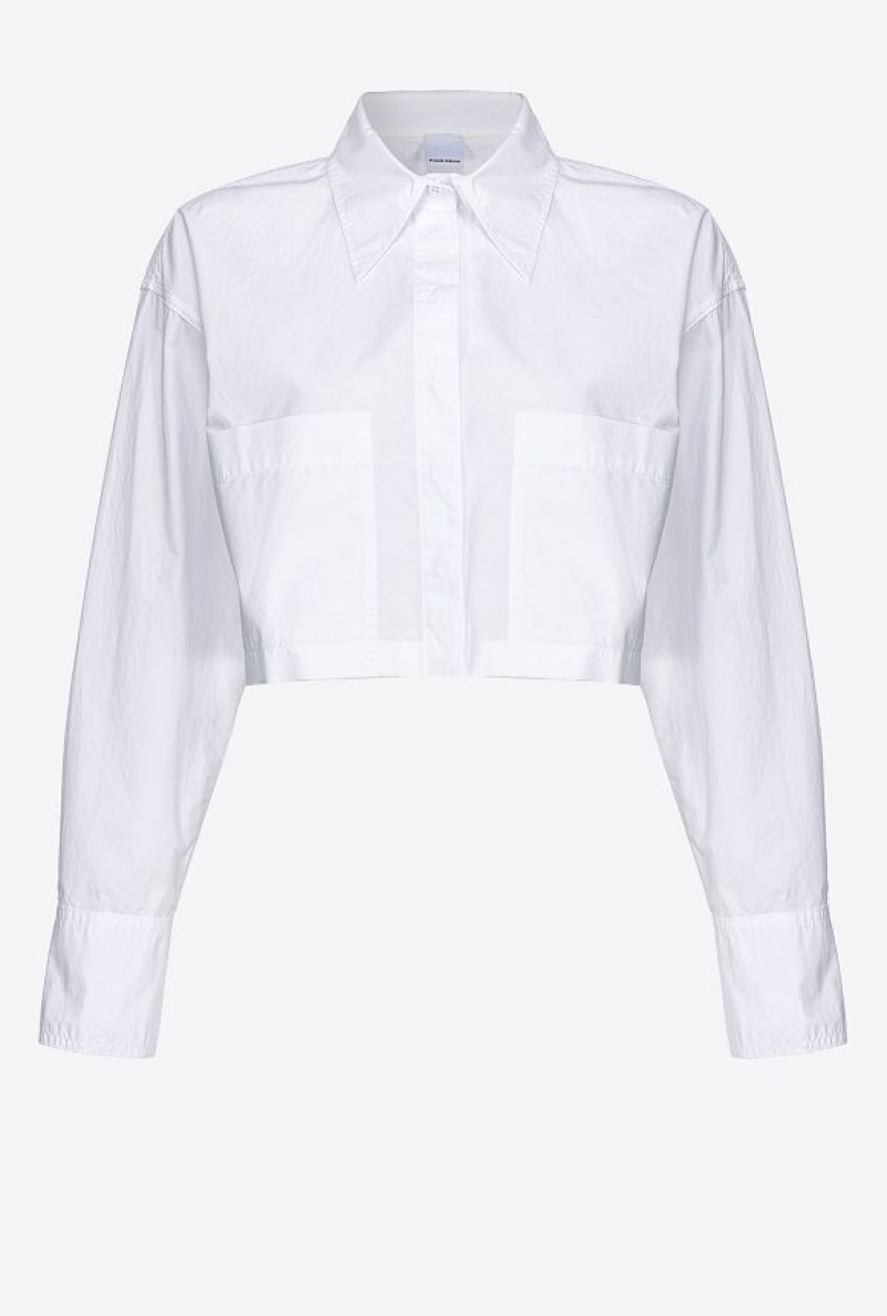 Pinko Krátké Poplin Shirt Bílé | SN-PKO33141