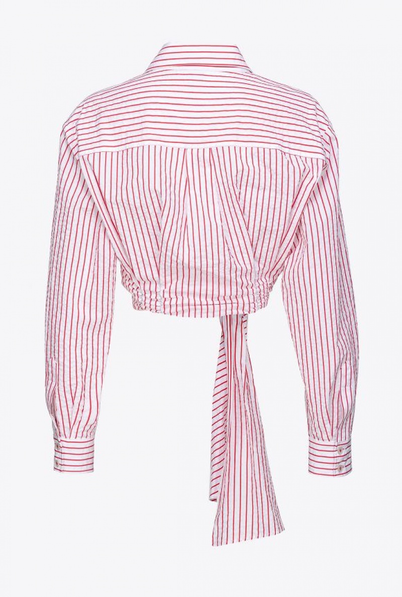 Pinko Krátké Pruhovaný Seersucker Shirt Bílé Červené | SN-PKO33142