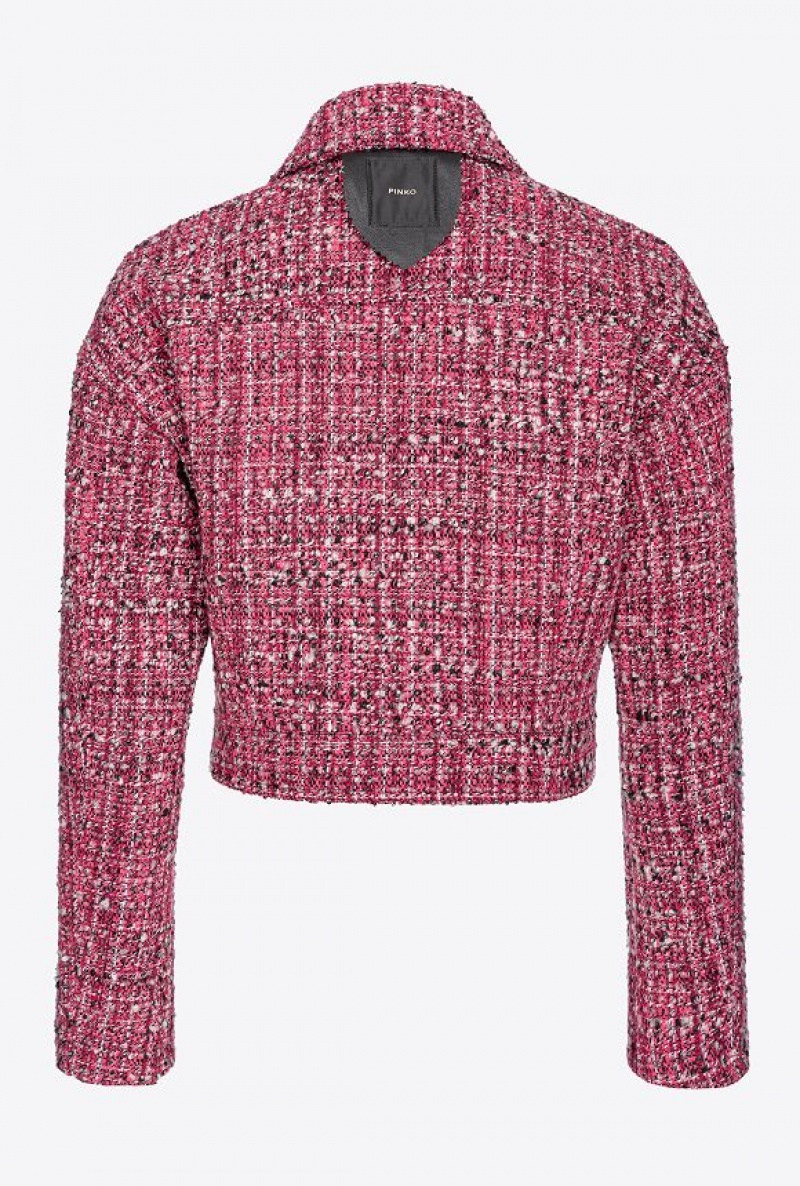 Pinko Krátké Tweed Jacket Fuchsie Černé | SN-PKO33864