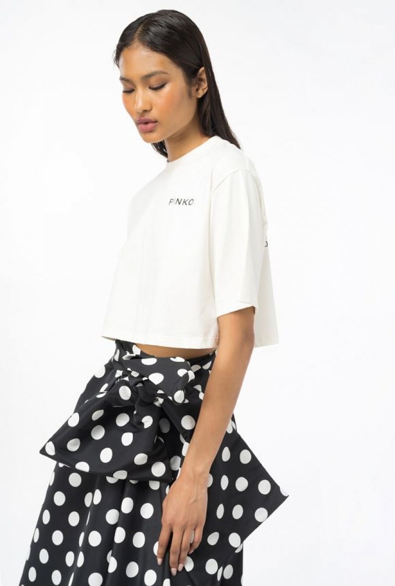 Pinko Lady Crop Top Bílé | SN-PKO33324