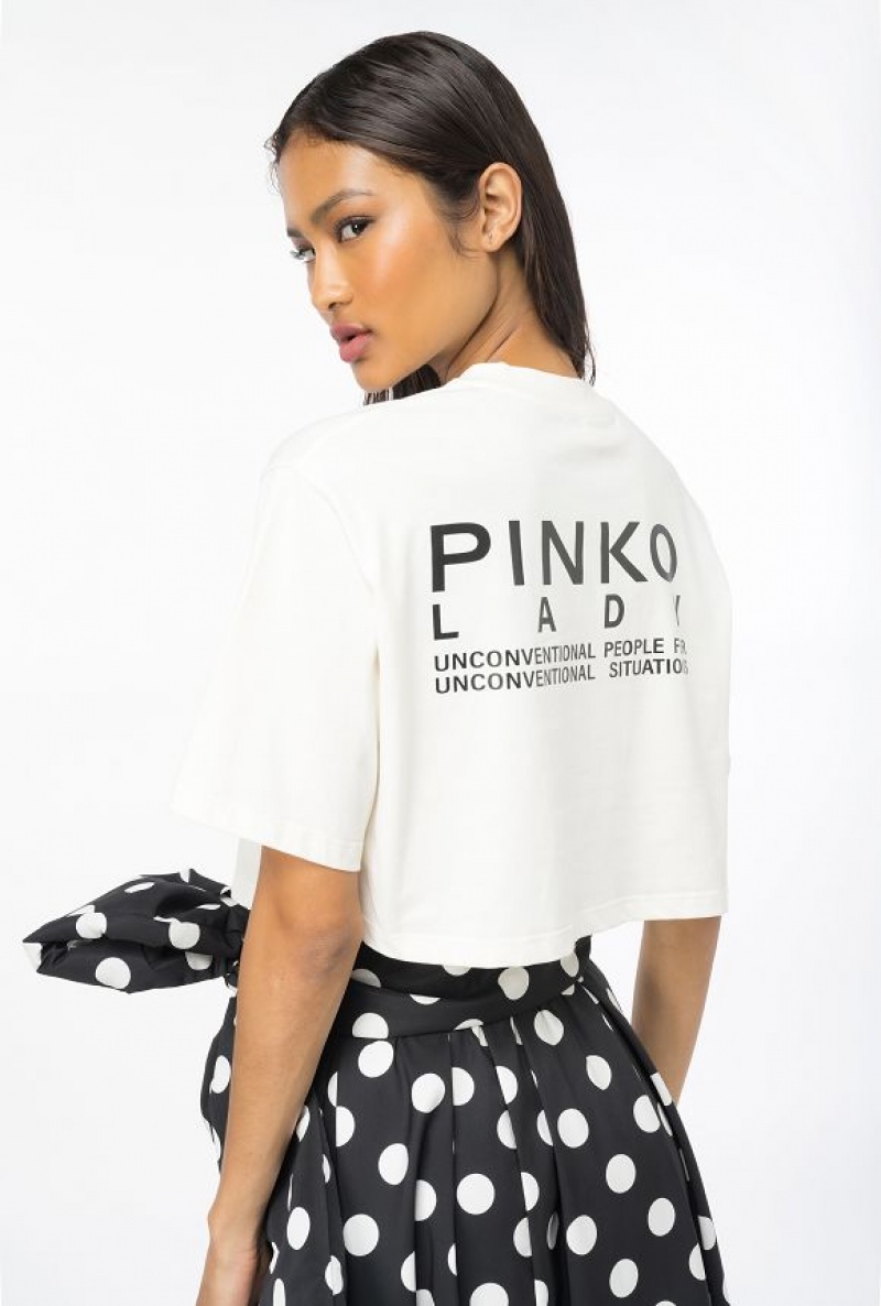 Pinko Lady Crop Top Bílé | SN-PKO33324