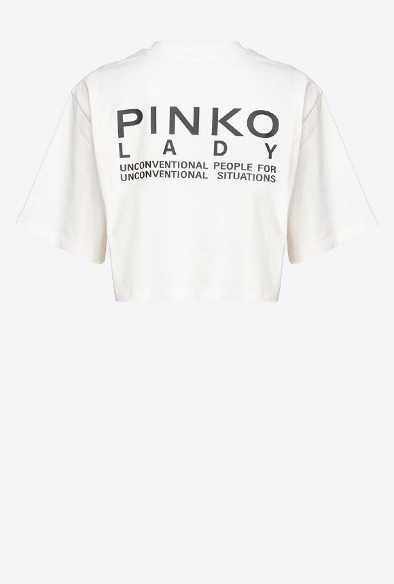 Pinko Lady Crop Top Bílé | SN-PKO33324