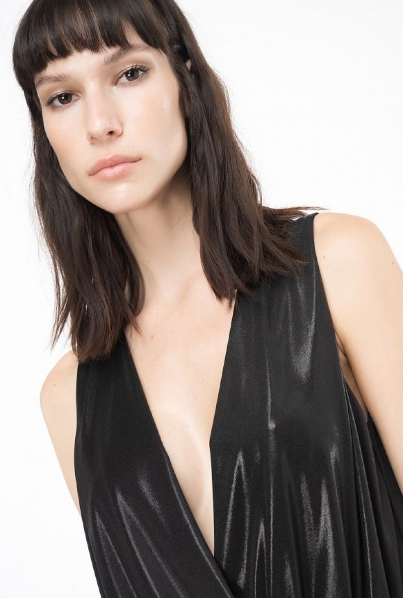 Pinko Laminated Jersey Bodysuit Černé | SN-PKO33248