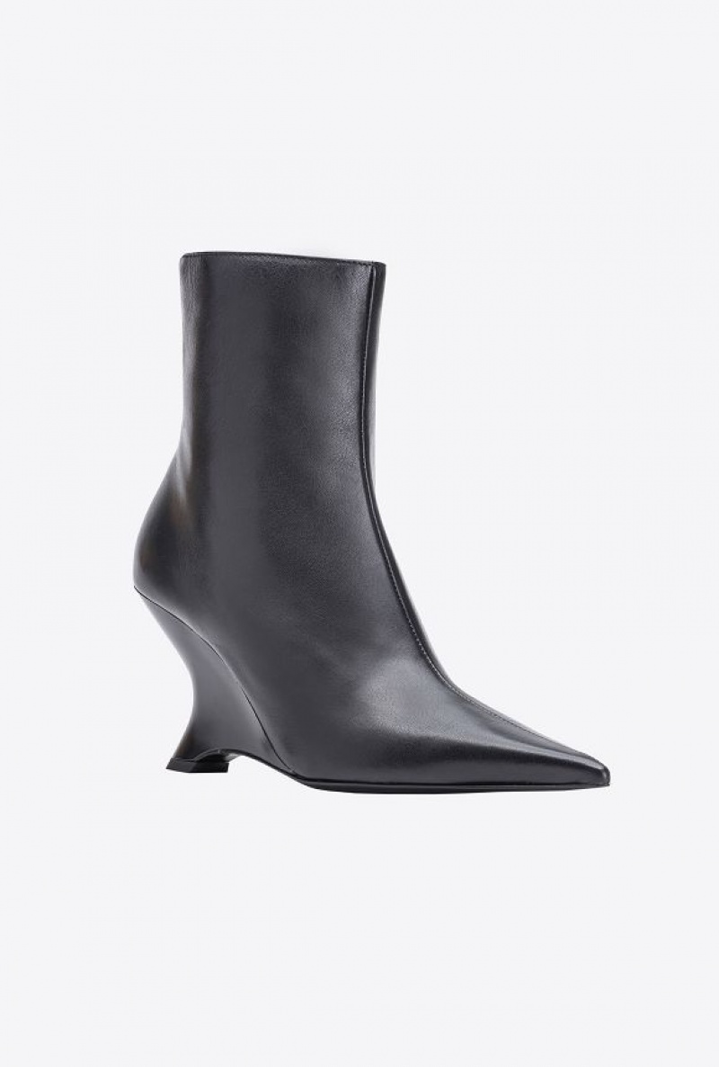 Pinko Laminated Læder Ankle Boots Černé | SN-PKO34136